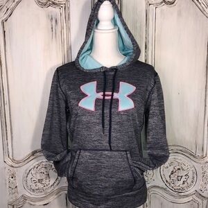 Under Armour Long Sleeve Navy and Turquoise Hoodie Size S/M